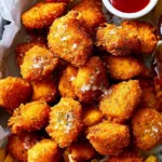 Krosse hausgemachte Air Fryer Hühnchen-Nuggets auf einem Teller