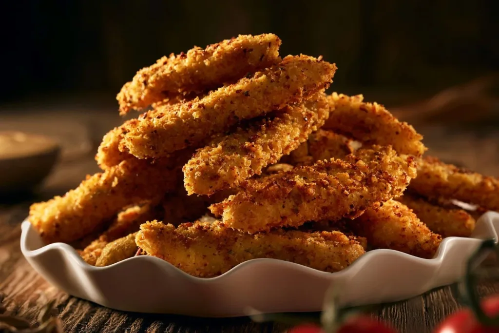 Leckere Zucchini-Sticks aus dem Backofen, knusprig und gesund.